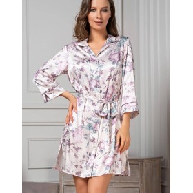 Шелковая рубашка-халат Mia-Amore MIRACLE 3547, Цвет: жемчужно-розовый, Размеры: M