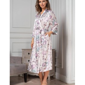 Шелковый халат-кимоно длинный Mia-Amore MIRACLE 3549, Цвет: жемчужно-розовый, Размеры: 2XL/3XL