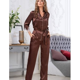 Пижамный комплект из шелка Mia-Amore MARILIN 3156 шоколадный, Цвет: шоколадный, Размеры: XS
