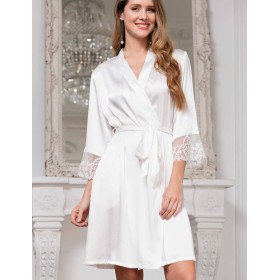 Шелковый халат кимоно Mia-Amore WHITE SWAN 3553 молочный, Цвет: молочный, Размеры: L/XL