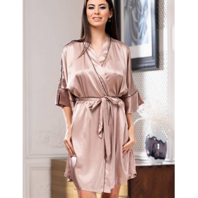 Шелковый халат кимоно Mia-Amore GABRIELLA 3663, Цвет: капучино, Размеры: L/XL