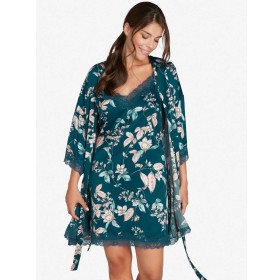 Атласный халат кимоно Esotiq DEARLY 38177, Цвет: морская волна, Размеры: S