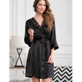 Атласный халат кимоно Mia-Amore MARISIA 8583 черный, Цвет: черный, Размеры: S/M