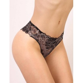 Трусы бразилиана Orhideja 293-018 черный/серебристый пион, Цвет: черный/пион, Размеры: S