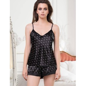 Атласная пижама с шортами Mia-Mella CLEVER 8942 черный, Цвет: черный, Размеры: XS