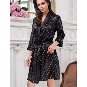 Атласный халат кимоно Mia-Mella CLEVER 8943 черный, Цвет: черный, Размеры: L/XL
