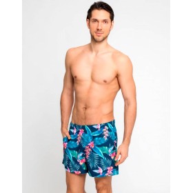 Пляжные мужские шорты LEYEROO DANIEL 001, Цвет: синий/розовый, Размеры: M