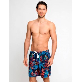 Пляжные мужские шорты LEYEROO MARK 004, Цвет: темно-синий/красный, Размеры: L