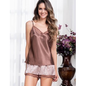 Атласная пижама с шортами Mia-Amore MARGARET 8972, Цвет: капучино, Размеры: S