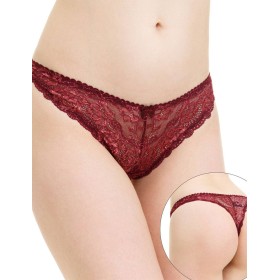 Трусы стринги биколорное кружево Simona M 003 бордо-роза, Цвет: бордо-роза, Размеры: M