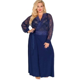 Длинный пеньюар Akcent 552 темно-синий, Цвет: темно-синий, Размеры: L