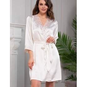 Атласный халат кимоно Mia-Amore MARISIA 8583 белый, Цвет: белый, Размеры: S/M