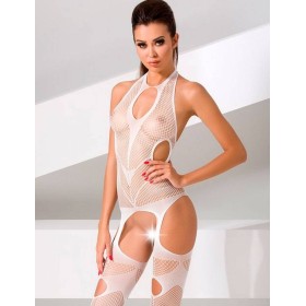 Эротический комбинезон сетка Passion BS 053 white, Цвет: белый, Размеры: S/M