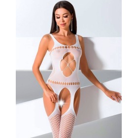 Эротический комбинезон сетка Passion BS 057 white, Цвет: белый, Размеры: S/M