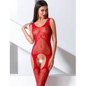 Эротический комбинезон сетка Passion BS 061 red, Цвет: красный, Размеры: S/M