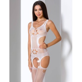 Эротический комбинезон сетка Passion BS 066 white, Цвет: белый, Размеры: S/M