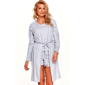 Хлопковый трикотажный халат Taro 2535 светло-серый, Цвет: светло-серый, Размеры: S