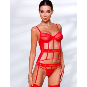 Корсет с трусиками Passion KYOUKA CORSET red, Цвет: красный, Размеры: S/M