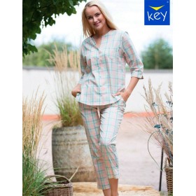 Хлопковая пижама с брюками Key LNS 452 1 A21, Цвет: розовый/синий, Размеры: S