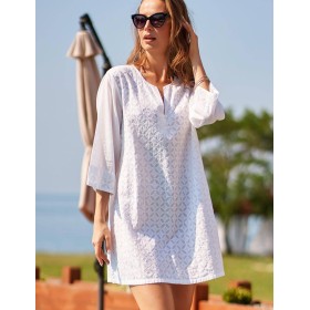 Хлопковая пляжная туника Mia-Amore ARGENTINA 1371, Цвет: белый, Размеры: XL