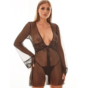 Прозрачный пеньюар Anais MAXINE ROBE, Цвет: черный, Размеры: S/M