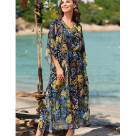 Шифоновая туника с бисером Mia-Amore COSTA BRAVA 8865, Цвет: мультиколор, Размеры: S/M