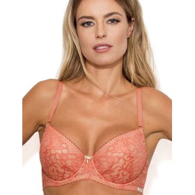 Бюстгальтер балконет с пуш-ап вкладышами Nipplex GRETA P-UP, Цвет: коралл, Размеры: 65F