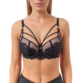 Бюстгальтер балконет пуш-ап Coquette Revue SUCCESS 82098 со стрэпами, Цвет: черный, Размеры: 70D