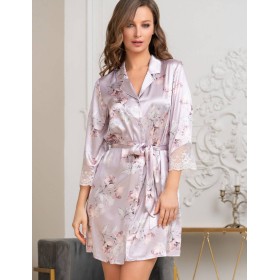Шелковая рубашка с поясом Mia-Amore SELINE 3717, Цвет: сиреневый, Размеры: 2XL