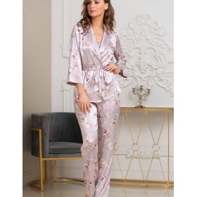 Шелковый комплект тройка Mia-Amore SELINE 3718, Цвет: сиреневый, Размеры: XL