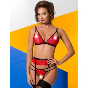 Соблазнительный комплект-тройка Avanua SALOME SET, Цвет: красный, Размеры: 2XL/3XL