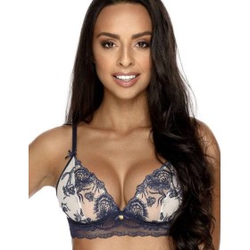 Мягкий бюстгальтер триангул без косточек MAT LARA M-3207-0, Цвет: темно-синий с экрю, Размеры: 65C