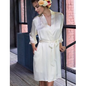 Шелковый халат кимоно Mia-Mia KRISTY 15113 экрю, Цвет: экрю, Размеры: S