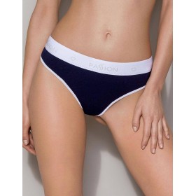 Хлопковые трусики-стринги Passion PS007 PANTIES NAVY BLUE, Цвет: синий, Размеры: L