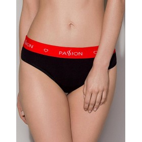 Хлопковые трусики-бразилиана Passion PS009 PANTIES BLACK-RED, Цвет: черно-красный, Размеры: XL