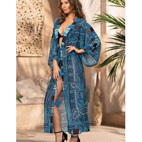 Длинная шифоновая туника Mia-Amore ATLANTIDA 7043, Цвет: синий, Размеры: L/XL