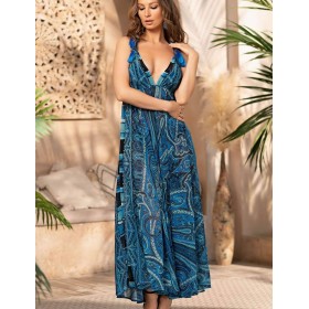 Пляжное шифоновое платье Mia-Amore ATLANTIDA 7045, Цвет: синий, Размеры: M