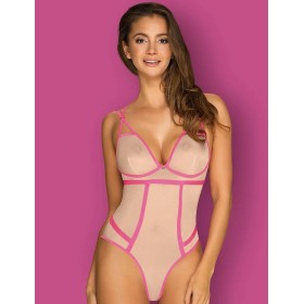 Соблазнительное боди Obsessive NUDELIA TEDDY розовый, Цвет: розовый, Размеры: L/XL