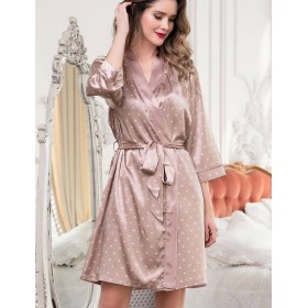 Атласный халат кимоно Mia-Mella CLEVER 8943 бежевый, Цвет: бежевый, Размеры: XS