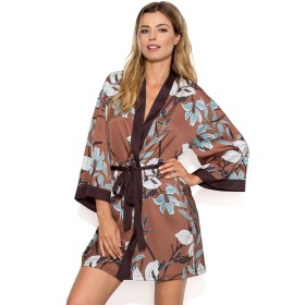 Атласный халат кимоно Nipplex HELADIA, Цвет: шоколад, Размеры: XL