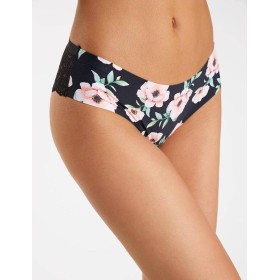 Бесшовные трусы бразилиана Julimex HIBISCUS TANGA, Цвет: черный/розовый, Размеры: S