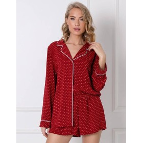 Вискозная пижама с шортами Aruelle MICHAELA, Цвет: красный, Размеры: XS