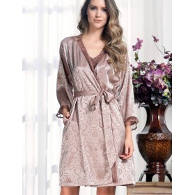 Атласный халат кимоно Mia-Amore MARGARET 8973, Цвет: капучино, Размеры: 2XL