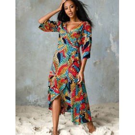 Длинное платье из тканой вискозы Mia-Mia DOMINICA 16443, Цвет: принт 710, Размеры: S