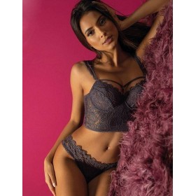 Кружевной комплект бюстье и бразилиана Sielei MAGIC LACE 7038+7037, Цвета: antracite, Размеры: 75B