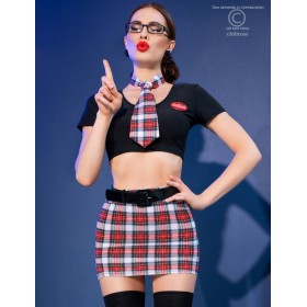 Ролевой костюм школьницы Chilirose 4425 7 предметов, Цвет: черно-красный, Размеры: S/M
