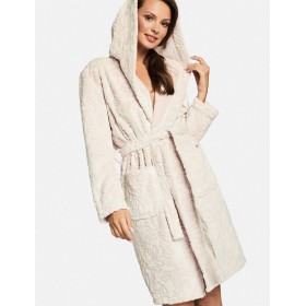 Теплый халат с капюшоном Esotiq 39264 FREYA пудровый, Цвет: пудровый, Размеры: S