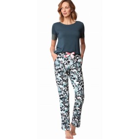 Пижама с брюками Nipplex ZOYA PAJAMAS из вискозы и хлопка, Цвет: индиго, Размеры: XL