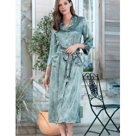 Атласная рубашка-халат Mia-Amore FLORENTINA 7119, Цвет: фисташковый, Размеры: S