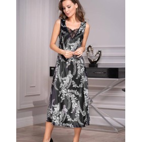 Длинная сорочка шелк Mia-Amore MIRIAM 3488, Цвет: черный, Размеры: 3XL